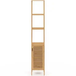 Meuble colonne en bambou pour salle de bain 1 porte