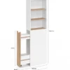 Meuble colonne salle de bain gain de place desserte 2 niveaux avec tiroirs et 3 étagères façon hêtre et blanc