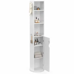 Meuble colonne salle de bain pivotant blanc