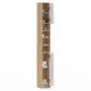 Meuble colonne salle de bain 2 portes 4 niches façon hêtre et blanc