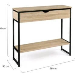 Meuble console industrielle bois et métal 90 cm