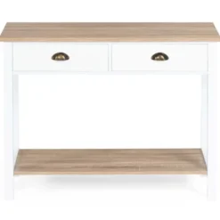 Meuble console vintage bois et blanc 100 cm
