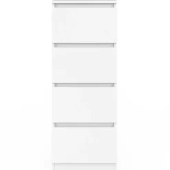 Meuble d’appoint chiffonnier avec 4 tiroirs de 30 cm en bois blanc