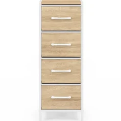 Meuble d'appoint 4 tiroirs 30 cm chiffonnier, meuble de rangement design industriel bois et blanc
