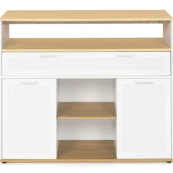 Meuble de bar mange-debout blanc et bois