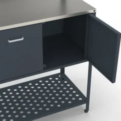 Meuble de cuisine extérieure 2 portes et 2 étagères suspendues en acier gris anthracite