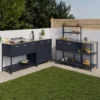 Meuble de cuisine extérieure 2 portes en acier gris anthracite