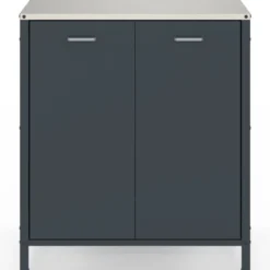 Meuble de cuisine extérieure 2 portes en acier gris anthracite