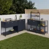 Meuble de cuisine extérieure 2 étagères en acier gris anthracite