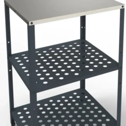 Meuble de cuisine extérieure 2 étagères en acier gris anthracite