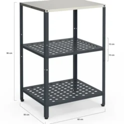 Meuble de cuisine extérieure 2 étagères en acier gris anthracite