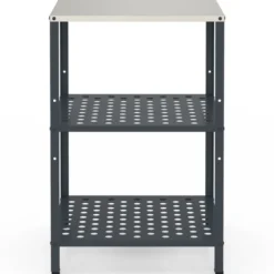 Meuble de cuisine extérieure 2 étagères en acier gris anthracite