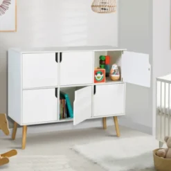 Meuble de rangement 6 cases pour enfant bois blanc