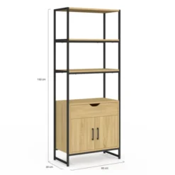 Meuble de rangement design industriel salle de bain avec 3 étages 1 placard 1 tiroir