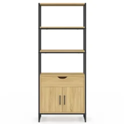 Meuble de rangement design industriel salle de bain avec 3 étages 1 placard 1 tiroir