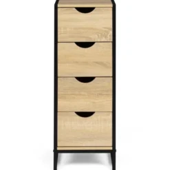 Meuble de rangement industriel chiffonnier d’appoint 80x30 cm 4 tiroirs