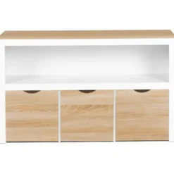 Meuble de rangement pour enfant 3 tiroirs blanc et hêtre