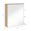 Meuble de rangement suspendu avec miroir et étagères pour salle de bain façon hêtre et blanc