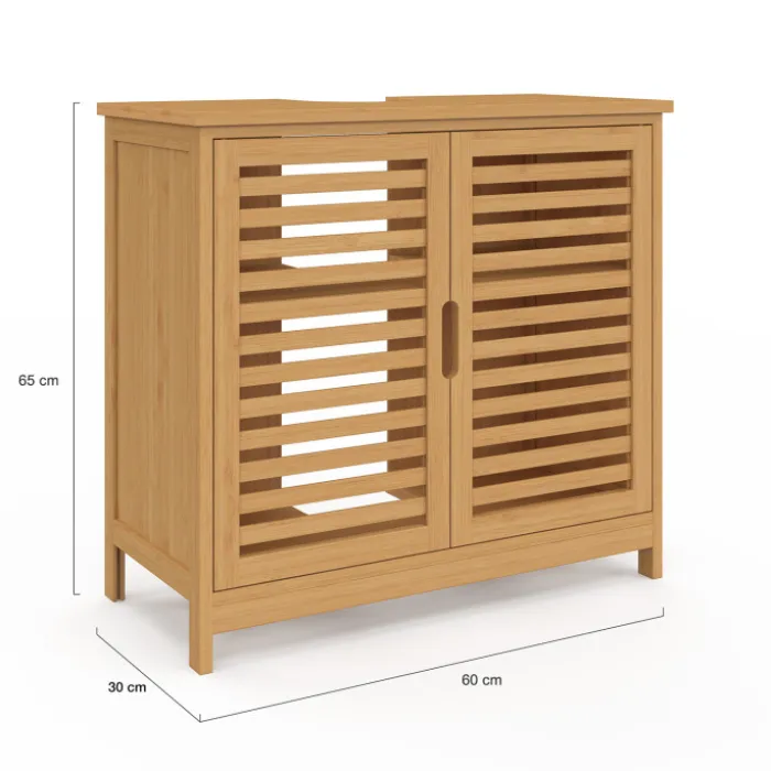 Meuble de salle de bain sous lavabo en bambou