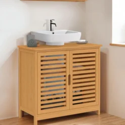 Meuble de salle de bain sous lavabo en bambou
