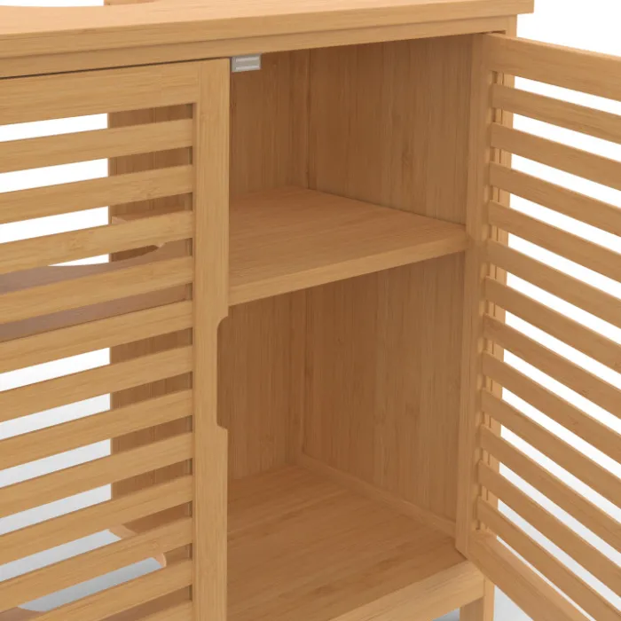 Meuble de salle de bain sous lavabo en bambou