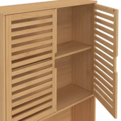Meuble dessus de machine à laver bambou avec placard