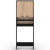Meuble dessus machine à laver noir et hêtre