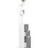Meuble de toilettes étagère bois 3 portes blanc et gris
