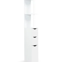 Meuble de toilettes étagère bois 3 portes blanc
