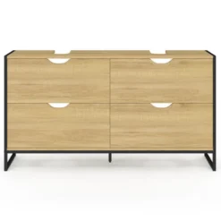 Meuble double vasque 120 cm pour salle de bain 4 tiroirs design industriel