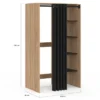 Meuble pour buanderie double machine à laver 180 cm hêtre et noir avec rideau coulissant