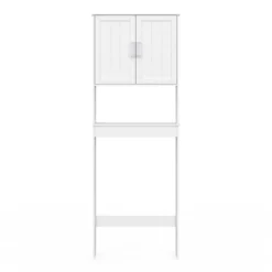Meuble pour les toilettes avec étagère et placard double blanc