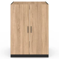 Meuble pour machine à laver avec portes noir et hêtre