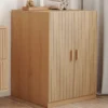 Meuble pour machine à laver avec portes effet lattes tasseau bois coloris chêne