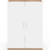 Meuble pour machine à laver avec portes blanc et bois façon hêtre