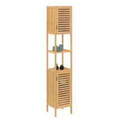 Meuble salle de bain colonne bambou 2 portes