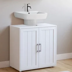 Meuble sous-lavabo en bois blanc