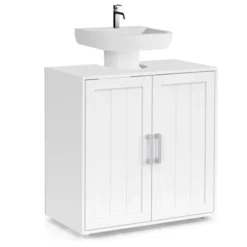 Meuble sous-lavabo en bois blanc