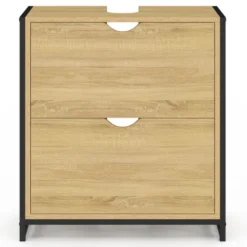 Meuble sous-lavabo salle de bain bois et métal 2 tiroirs