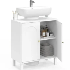 Meuble sous lavabo salle de bain design arche bois blanc