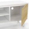 Meuble télé bois blanc 2 portes façon hêtre 110 cm