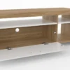 Meuble télé 140 cm bois et placard blanc