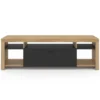 Meuble télé 140 cm bois et placard noir
