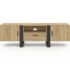 Meuble télé 160 cm XXL moderne bois et noir avec 3 portes et 1 niche