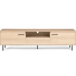 Meuble télé contemporain bois et métal 180 cm avec rangements