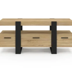 Meuble télé design noir et bois avec rangement