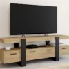 Meuble télé noir et bois 140 cm avec 3 tiroirs