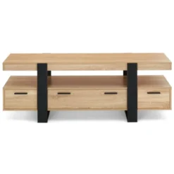 Meuble télé noir et bois 140 cm avec 3 tiroirs