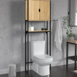 Meuble toilette industriel bois et métal