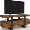Meuble TV bois effet vieilli et noir avec tiroirs